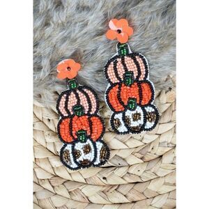 Three Tier Pumpkin Seed Bead Earrings NWT